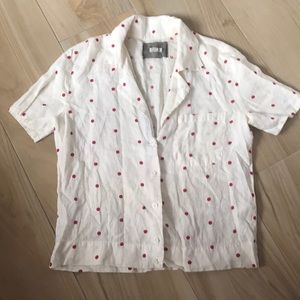 Reformation polka dot short sleeve button down